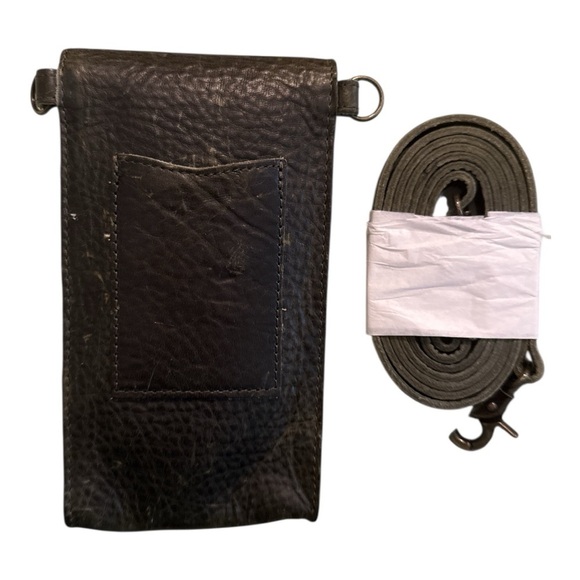 Black Leather Crossbody Phone Bag - Picture 2 of 3